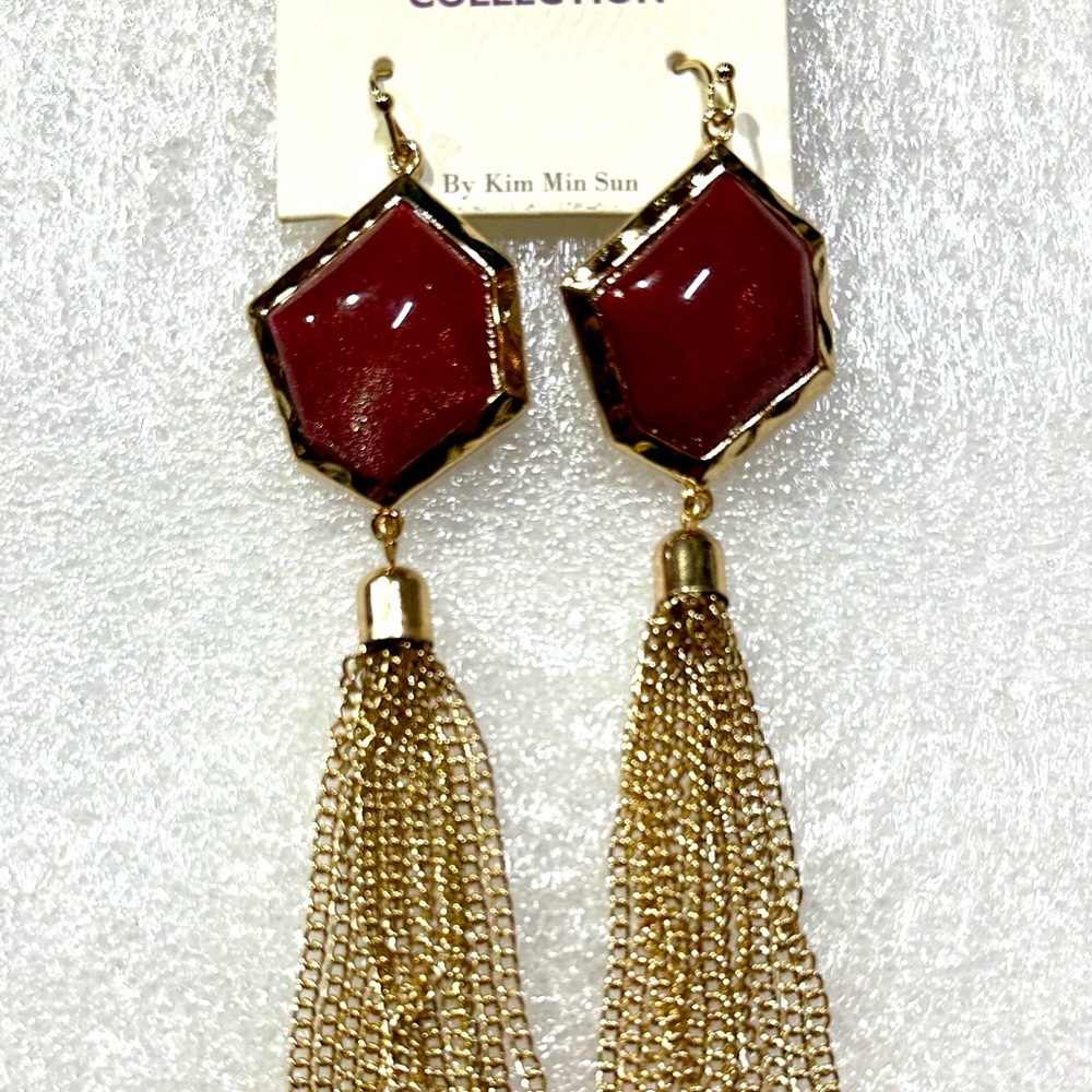 Red and Gold Dangle Earrings